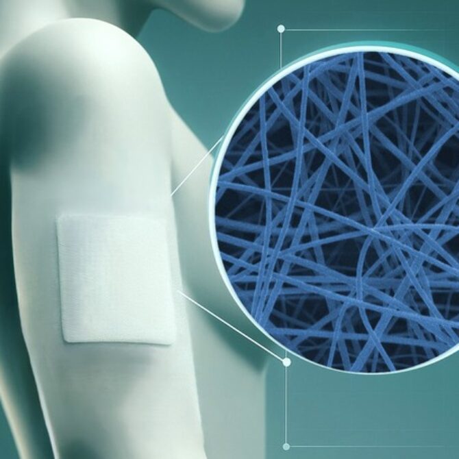 Opatrunki utkane z polimerów uwalniających leki