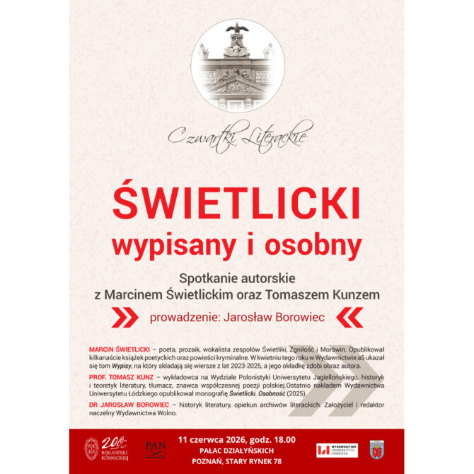 PAN Biblioteka Kórnicka: Czwartek Literacki 
