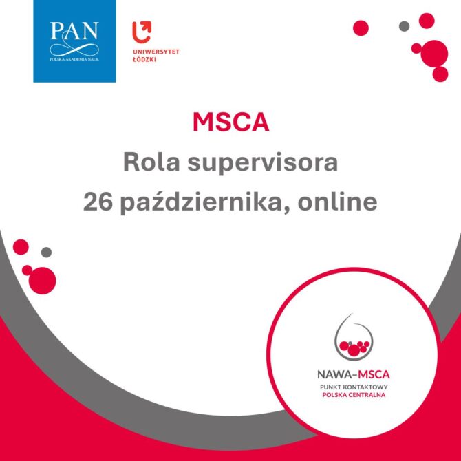 Rola supervisora w projektach MSCA – szkolenie online