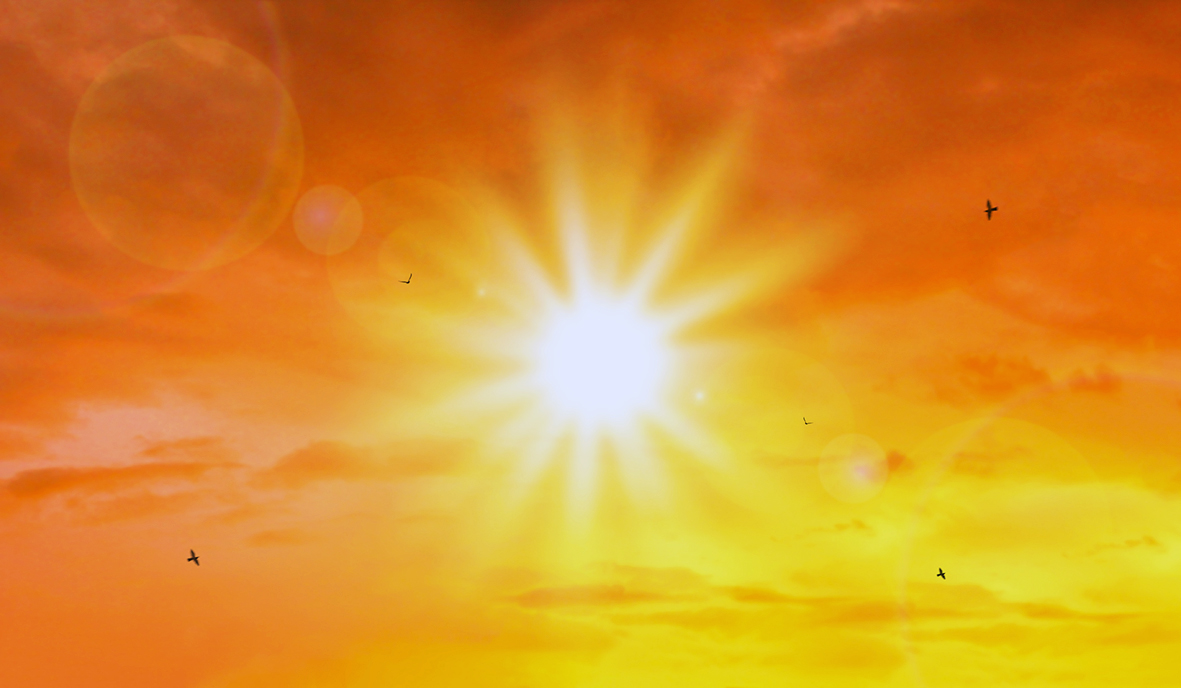 Heat wave of extreme sun and sky background