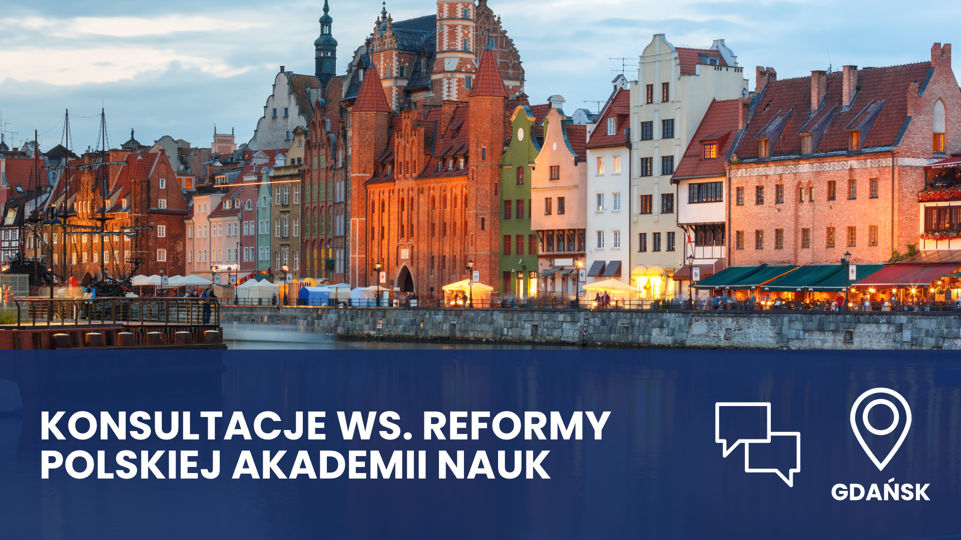Konsultacje ws. reformy PAN, w tle miasto Gdańsk