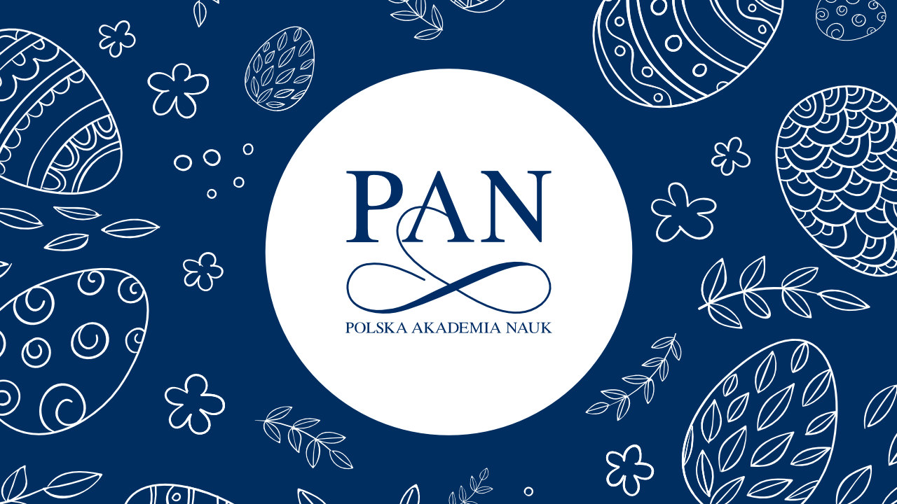 Logotyp PAN otoczony świątecznymi ozdobami