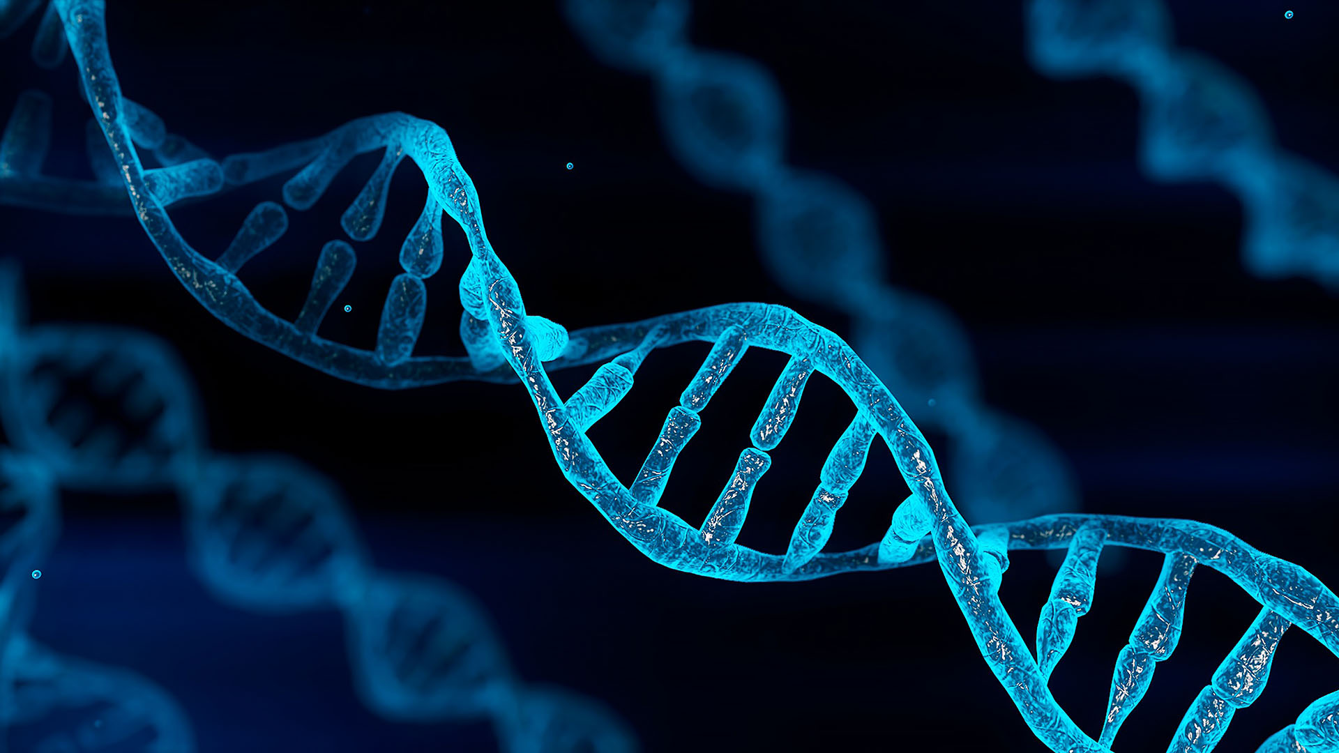Ilustracja przedstawiająca niebieski chromosom DNA