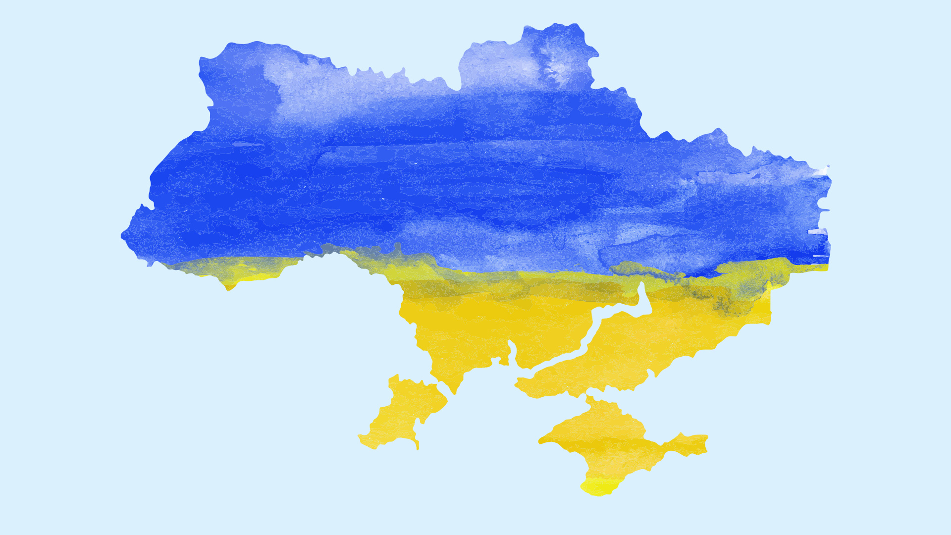 Mapa Ukrainy w kolorze żółtym i niebieskim